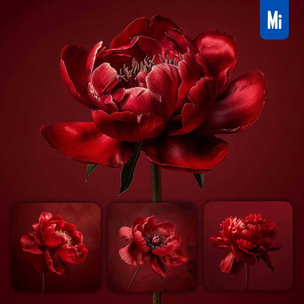Midjourney Prompt Peony Flower Chinese Bloom Single Red Photography