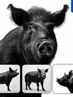 Midjourney Prompt Pig Black Photography Face Head Silhouette