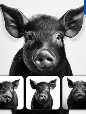 Midjourney Prompt Pig Black White Photography Face Head Silhouette Front