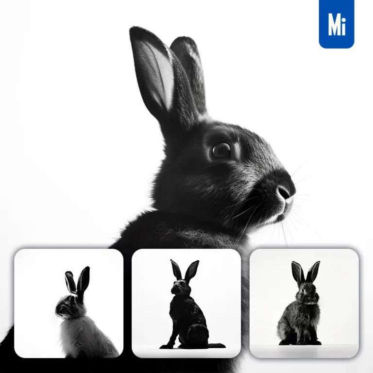 midjourney prompt rabbit black photography face head silhouette