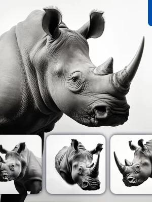Midjourney Prompt Rhinoceros Black Photography Face Head Silhouette
