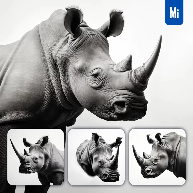 midjourney prompt rhinoceros black photography face head silhouette