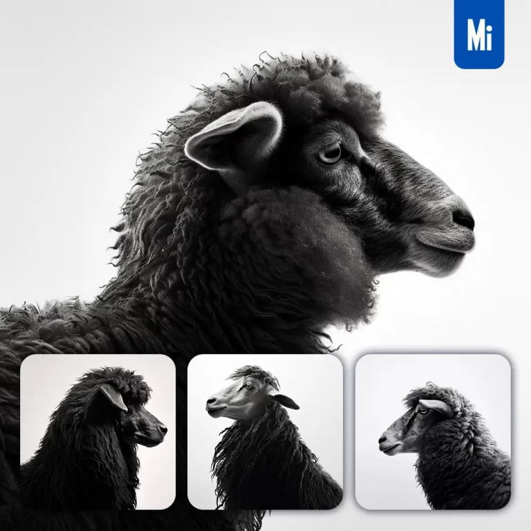midjourney prompt sheep black photography face head silhouette