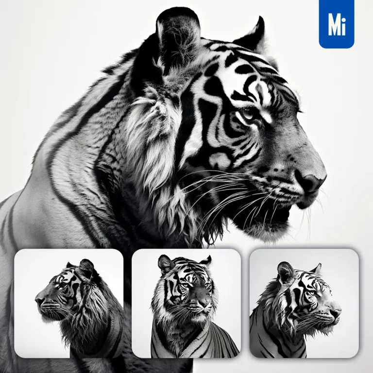 midjourney prompt tiger black photography face head silhouette