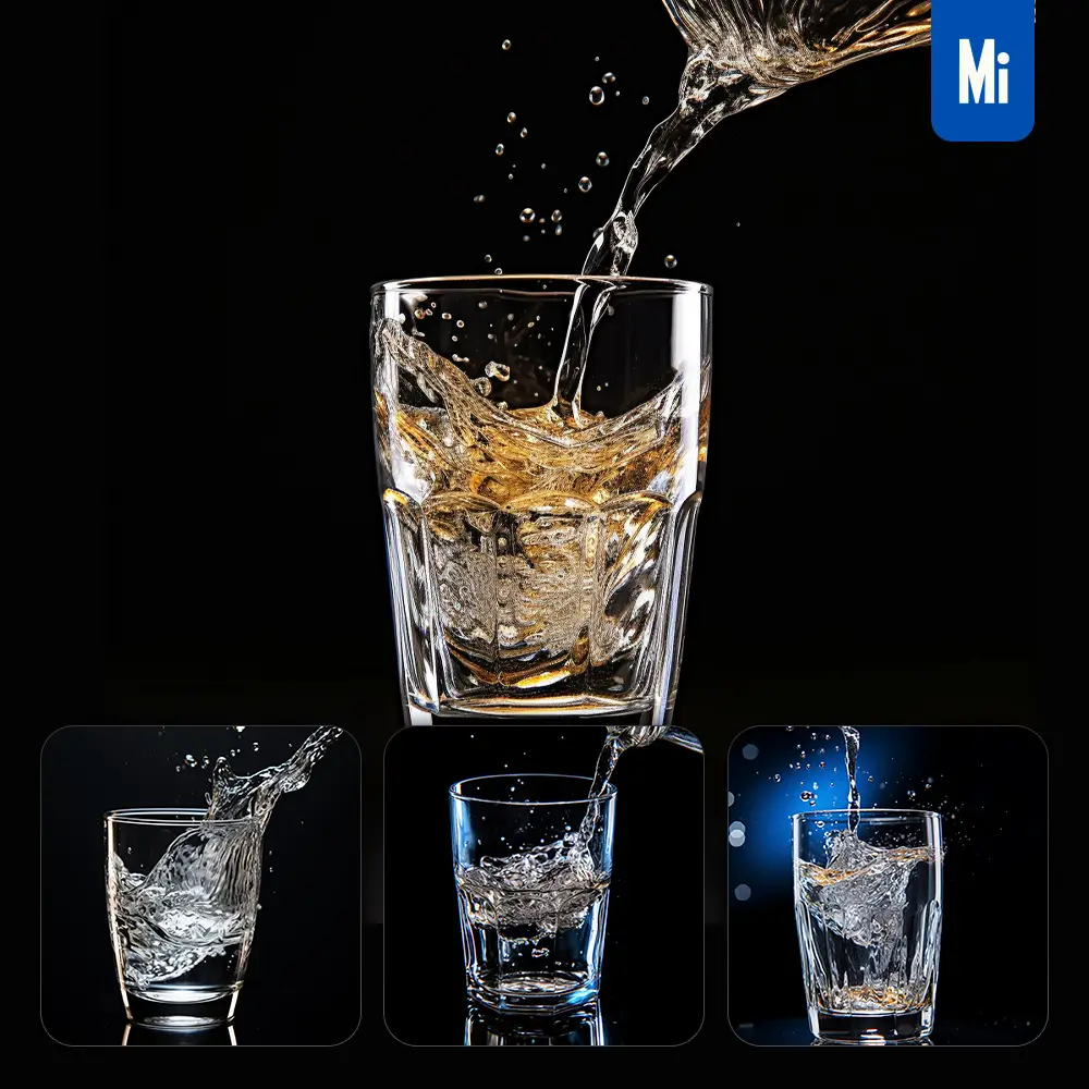 Midjourney Prompt Water Cup Liquid Pouring Pour Glass Black Photography