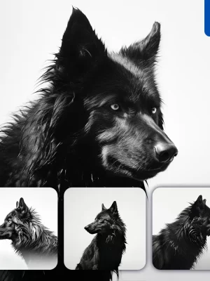 Midjourney Prompt Wolf Black Photography Face Head Silhouette