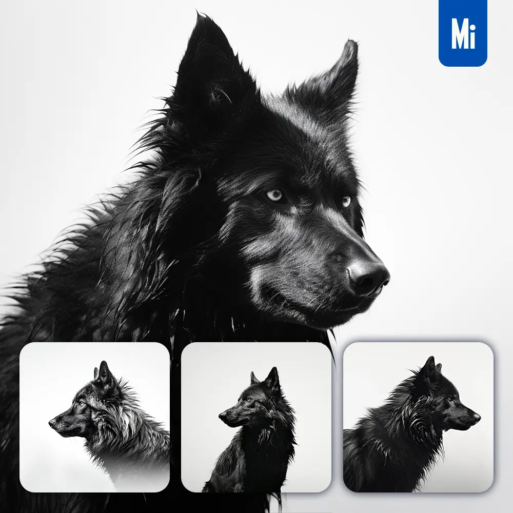 Midjourney Prompt Wolf Black Photography Face Head Silhouette