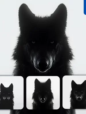 Midjourney Prompt Wolf Light Black White Face Head Silhouette Photography