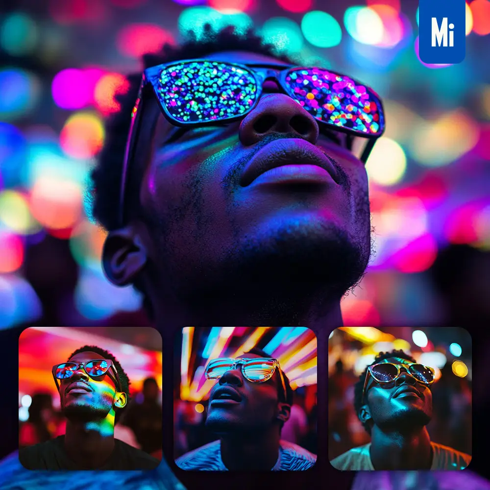 Midjourney Prompt African Man Colorful Look Up Light Face Head Photography