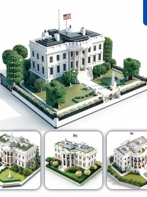 Midjourney Prompt America Us White House Assembled 3d Lego Model Scene