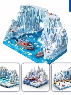 Midjourney Prompt Antarctic Glacier Ice Assembled 3d Lego Model Scene