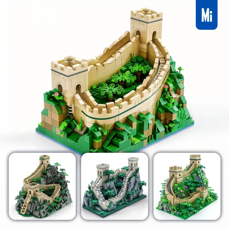 midjourney prompt China Great Wall assembled 3D lego model scene