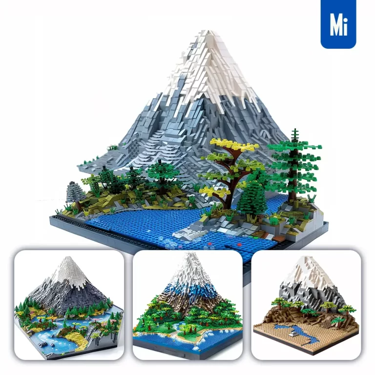 midjourney prompt Japan Mount Fuji assembled 3D lego model scene