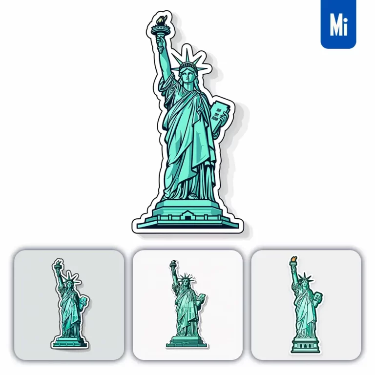 midjourney prompt Statue of Liberty America logo vector sticker line cartoon