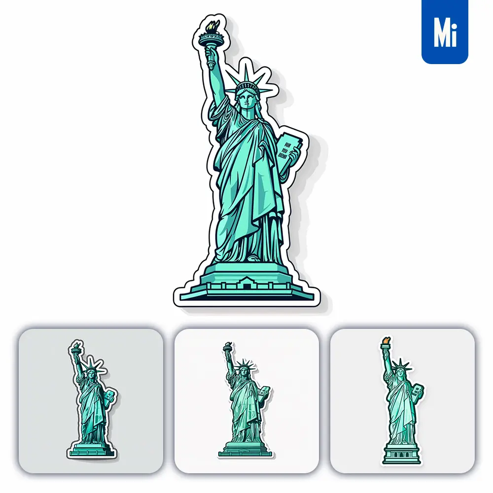 Midjourney Prompt Statue Of Liberty Logo Vector Sticker Line Cartoon