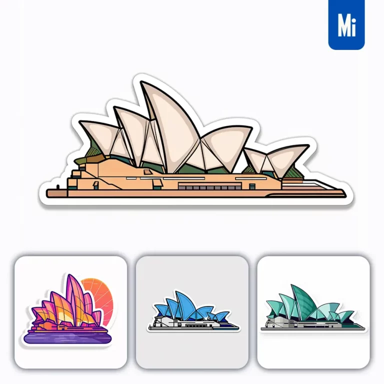 midjourney prompt Sydney Opera House Australia logo vector sticker line cartoon