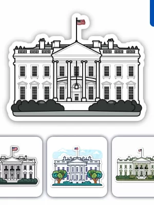 Midjourney Prompt White House Logo Vector Sticker Line Cartoon