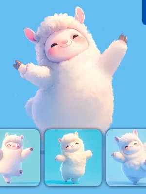 Midjourney Prompt Alpaca Cute Happy 3d Character Design Cartoon