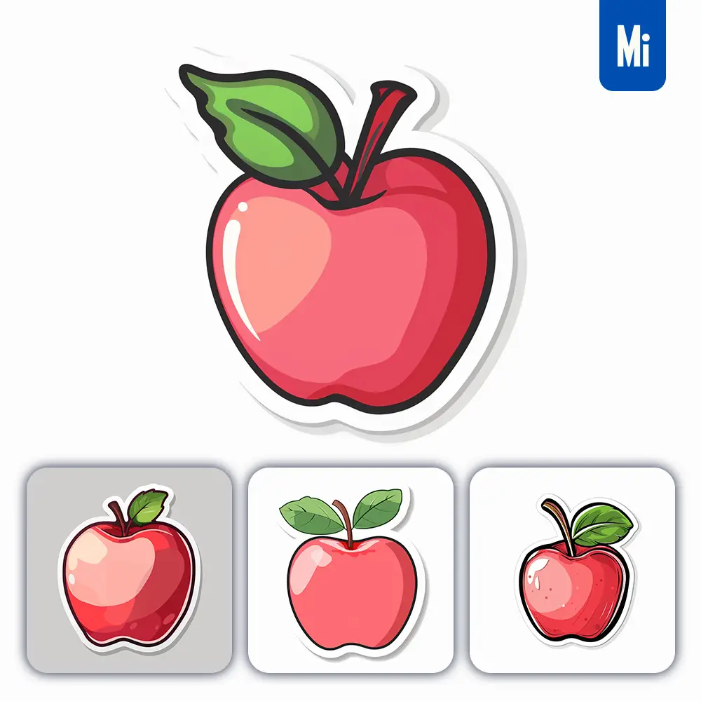 Midjourney Prompt Apple Logo Vector Sticker Cute Line Cartoon