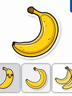 Midjourney Prompt Banana Logo Vector Sticker Cute Line Cartoon