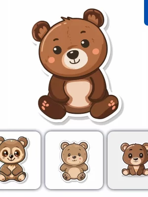 Midjourney Prompt Bear Logo Vector Sticker Cute Line Cartoon