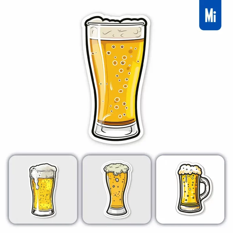 midjourney prompt beer logo vector sticker cute line cartoon