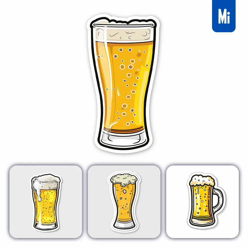 Midjourney Prompt Beer Logo Vector Sticker Cute Line Cartoon