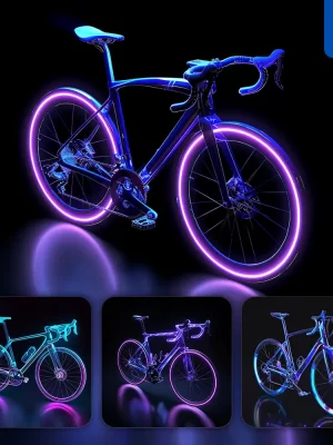 Midjourney Prompt Bike 3d Blue Transparent Structure