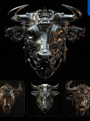 Midjourney Prompt Bull Mechanical Head 3d Mech Robotic Science Fiction Ai