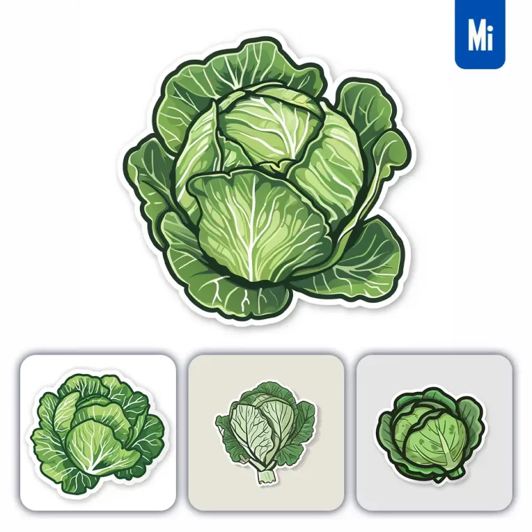 midjourney prompt cabbage logo vector sticker cute line cartoon