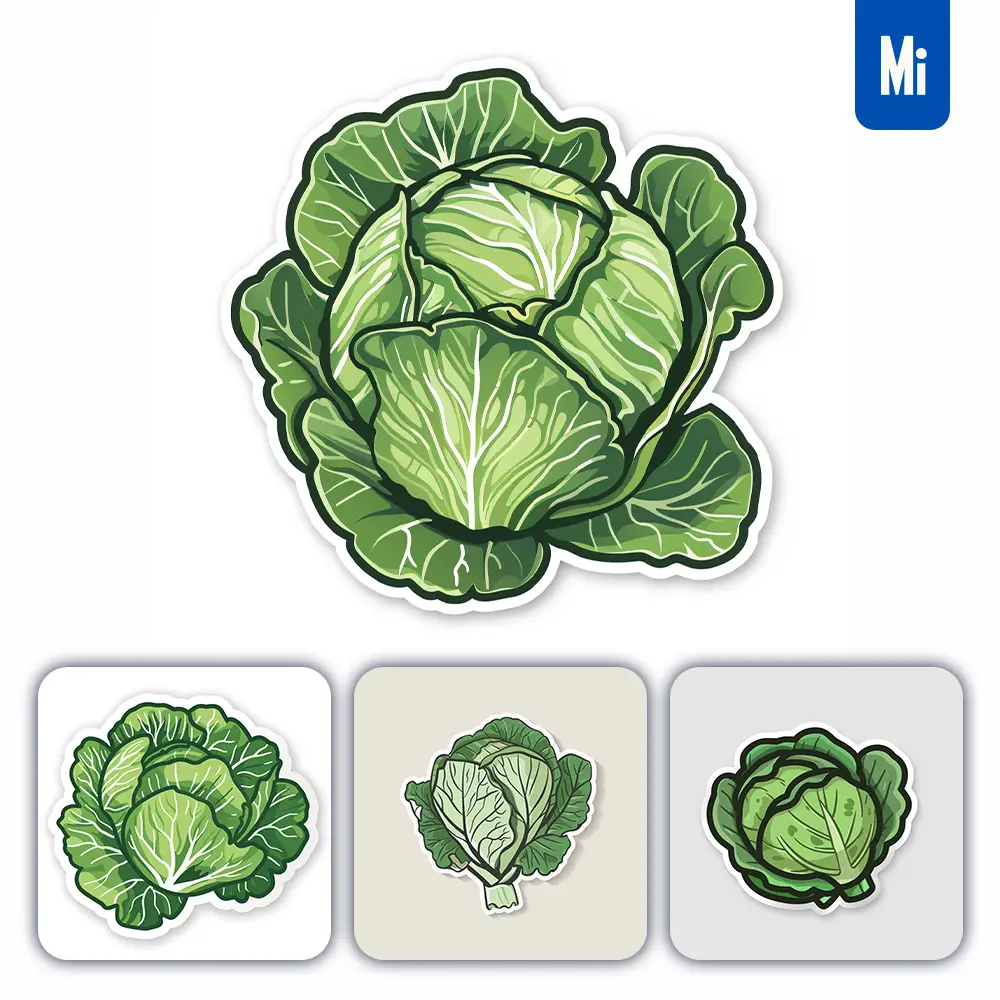 Midjourney Prompt Cabbage Logo Vector Sticker Cute Line Cartoon