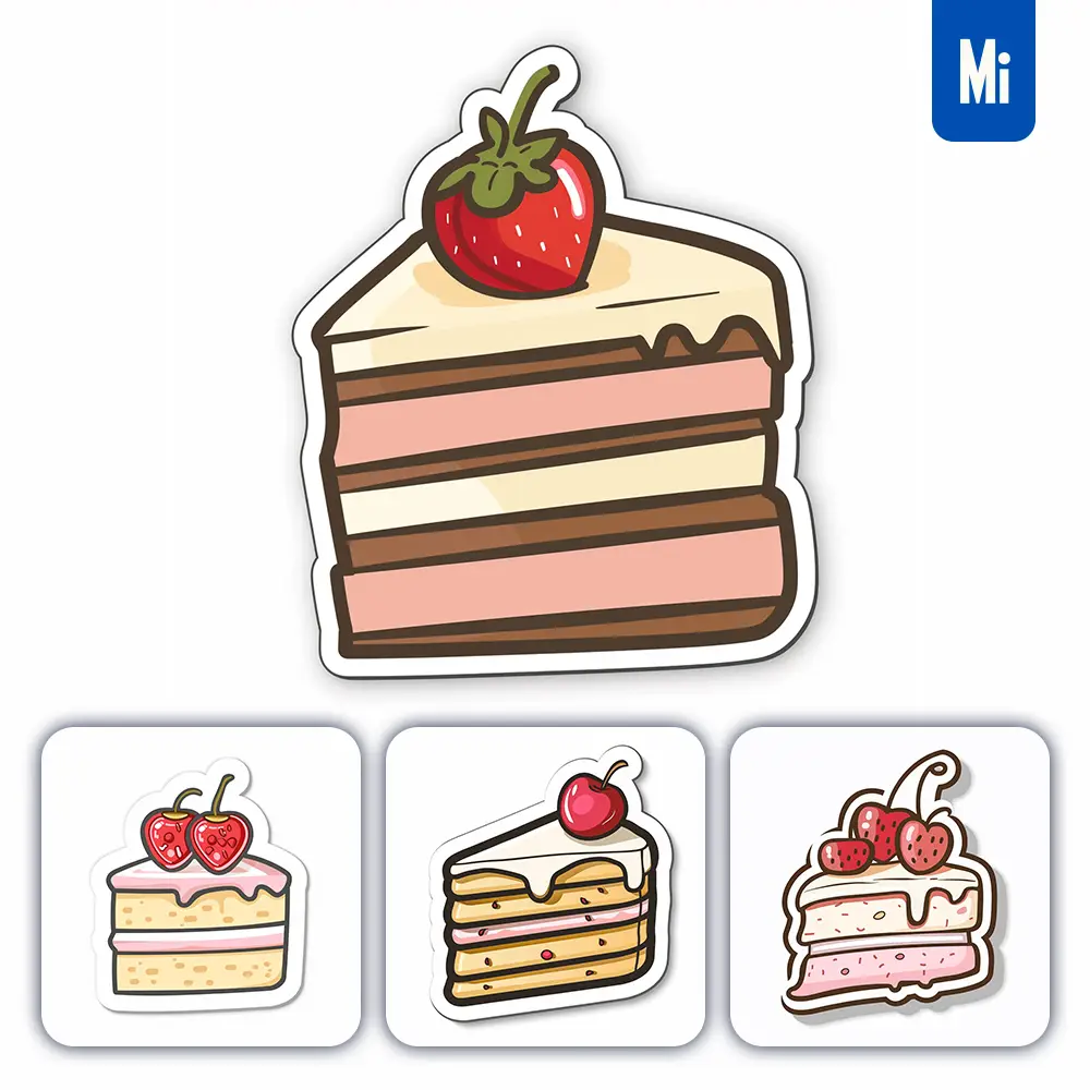 Midjourney Prompt Cake Logo Vector Sticker Cute Line Cartoon