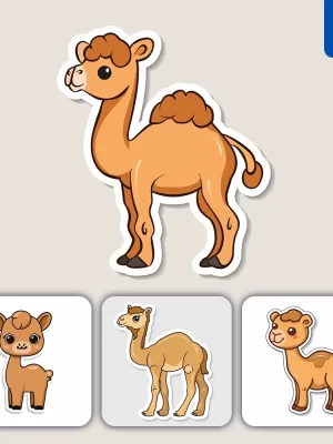 Midjourney Prompt Camel Logo Vector Sticker Cute Line Cartoon