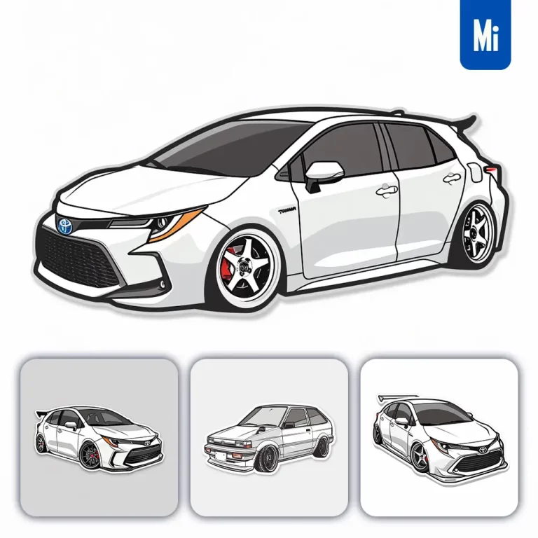 midjourney prompt car Toyota logo vector sticker line cartoon