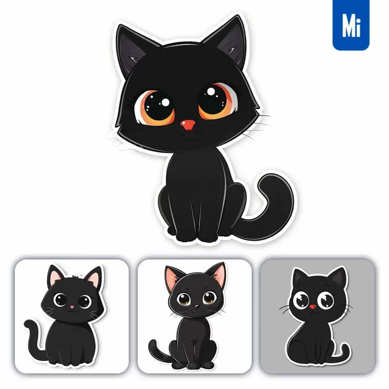midjourney prompt cat logo black vector sticker cute line cartoon