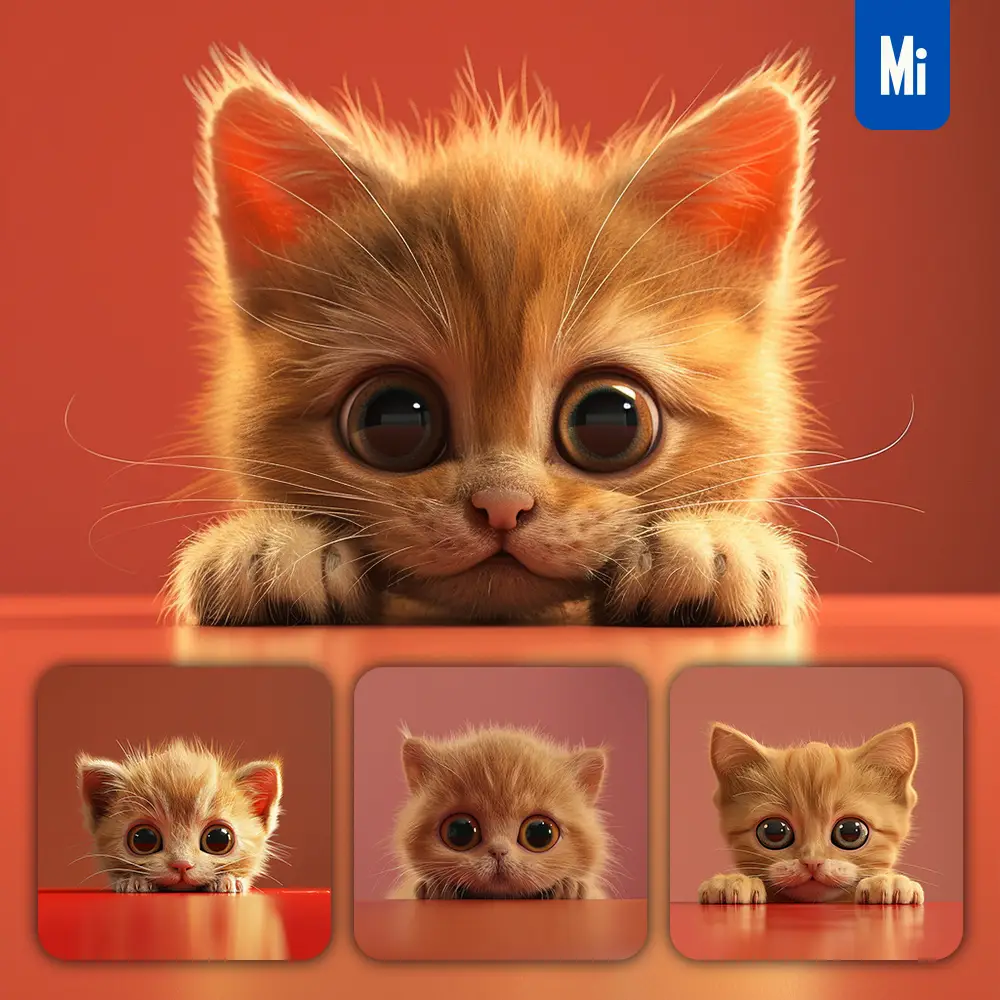 midjourney prompt cat plush toy head cute front 3D animation