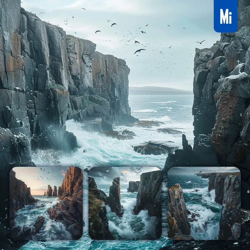 Midjourney Prompt Coastline Rocky Wave Ocean Seabird Cliff Landscape Photography