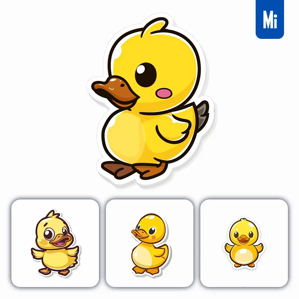 Midjourney Prompt Duck Logo Vector Sticker Cute Line Cartoon