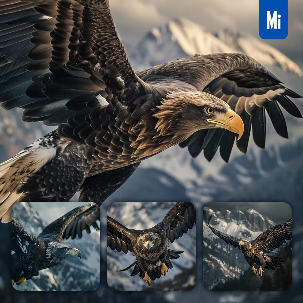 Midjourney Prompt Eagle Fly Flying Hunt Sky Photography