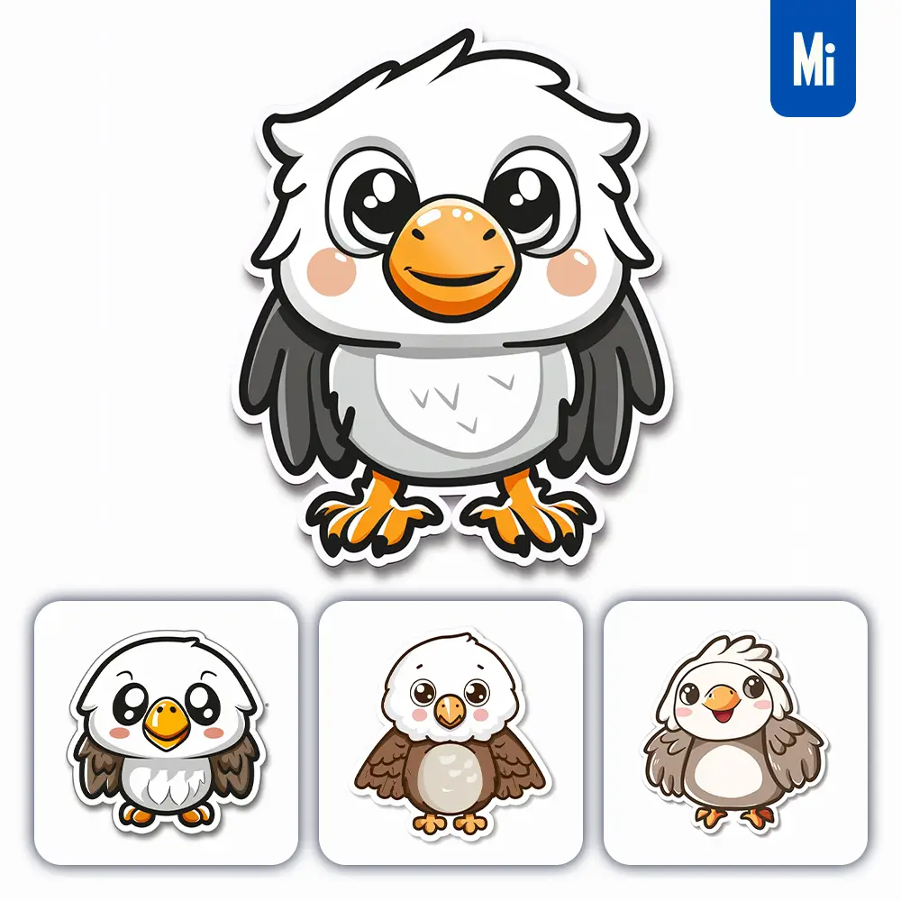 Midjourney Prompt Eagle Logo Vector Sticker Cute Line Cartoon