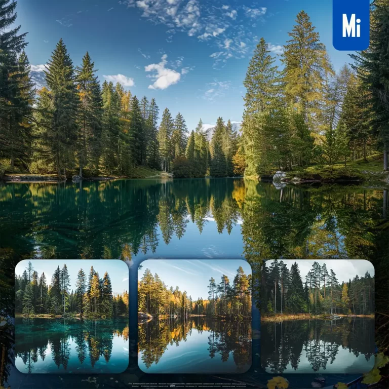 midjourney prompt forest woods lake tree landscape photography