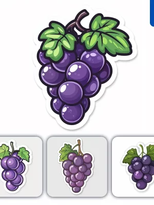 Midjourney Prompt Grape Logo Vector Sticker Cute Line Cartoon