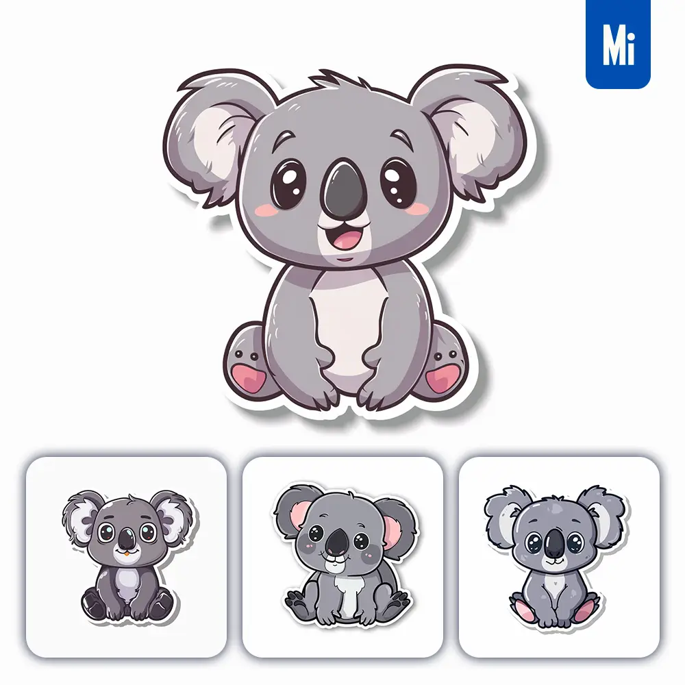 Midjourney Prompt Koala Logo Vector Sticker Cute Line Cartoon