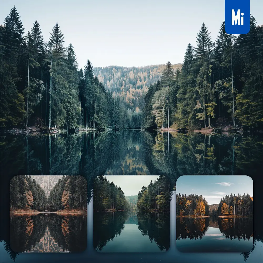 midjourney prompt lake forest water tree landscape photography