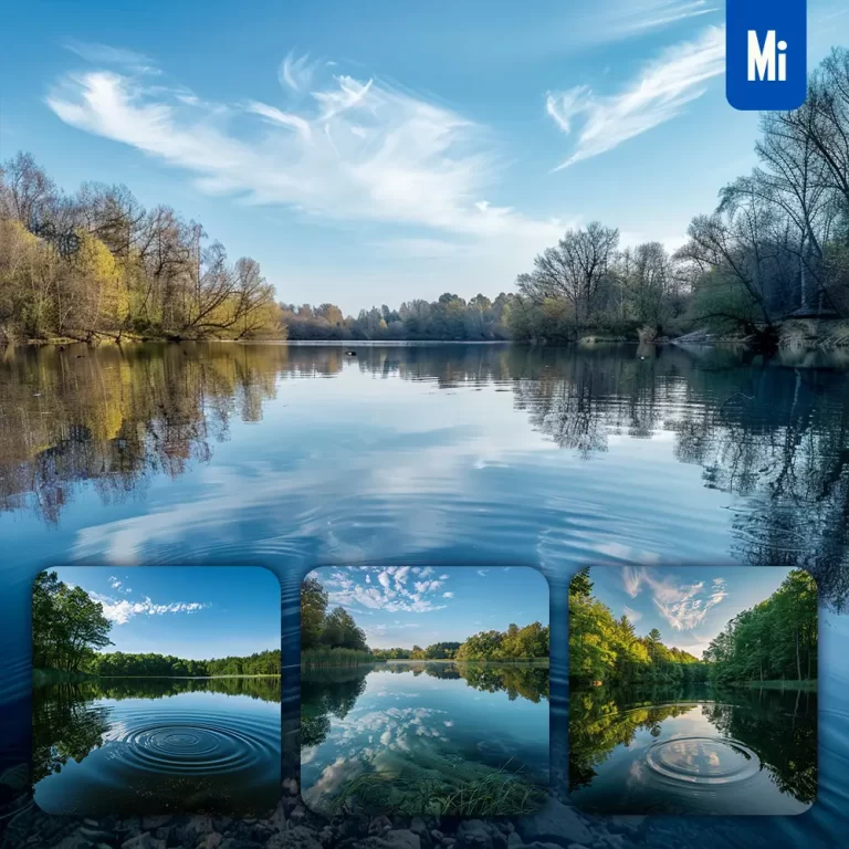 midjourney prompt lake lakeside tree sky water ripple landscape photography
