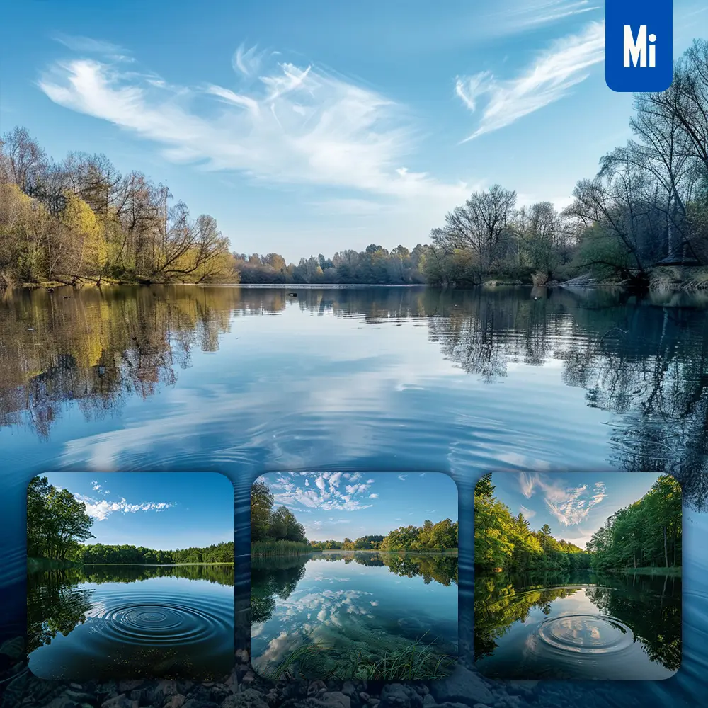 midjourney prompt lake lakeside tree sky water ripple landscape photography