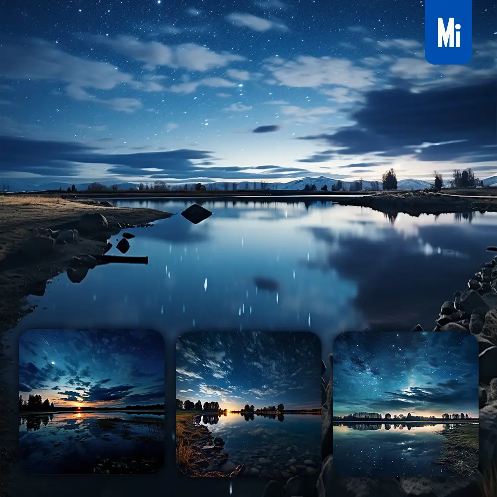 midjourney prompt lake night starry sky landscape photography