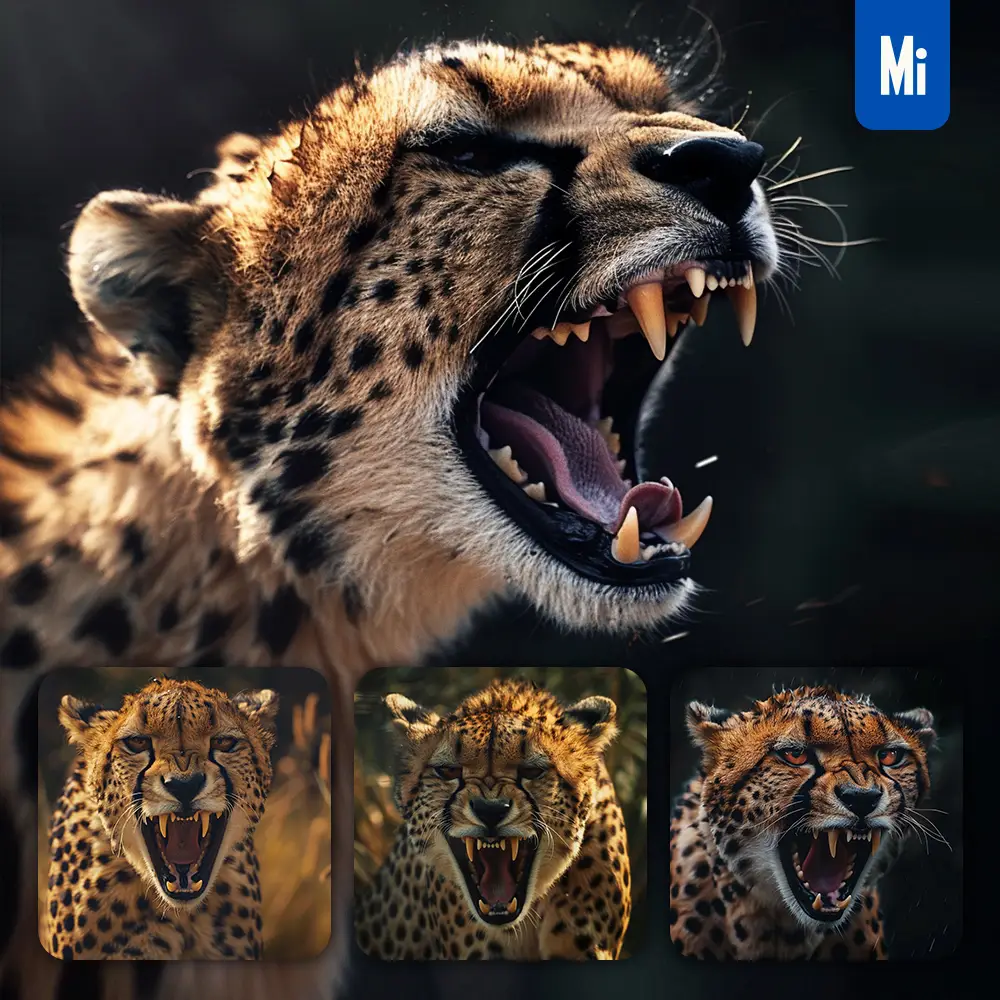 Midjourney Prompt Leopard Roar Teeth Angry Dangerous Photography