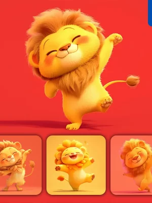 Midjourney Prompt Lion Cute Happy 3d Character Design Cartoon