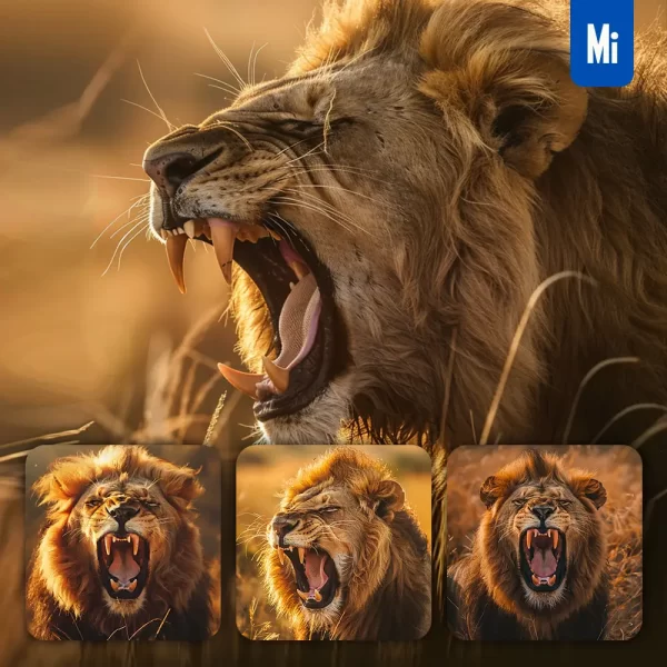 Midjourney Prompt Lion Roar Teeth Angry Dangerous Photography